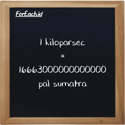 1 kiloparsec setara dengan 16663000000000000 pal sumatra (1 kpc setara dengan 16663000000000000 ps)