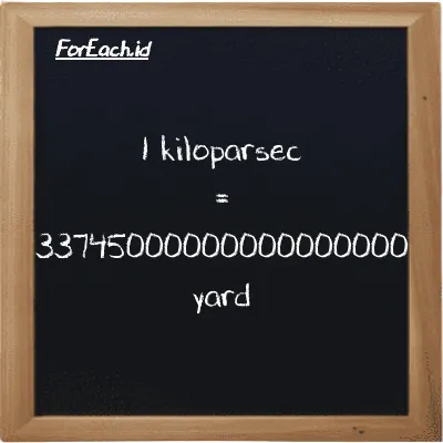 1 kiloparsec setara dengan 33745000000000000000 yard (1 kpc setara dengan 33745000000000000000 yd)