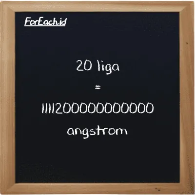 20 liga setara dengan 1111200000000000 angstrom (20 lg setara dengan 1111200000000000 Å)
