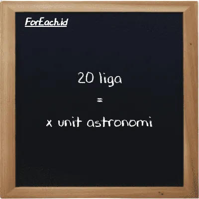 Contoh konversi liga ke unit astronomi (lg ke au)