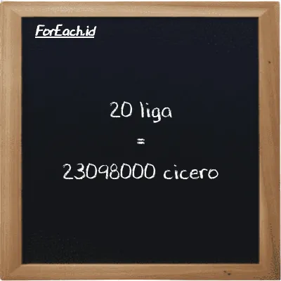 20 liga setara dengan 23098000 cicero (20 lg setara dengan 23098000 ccr)