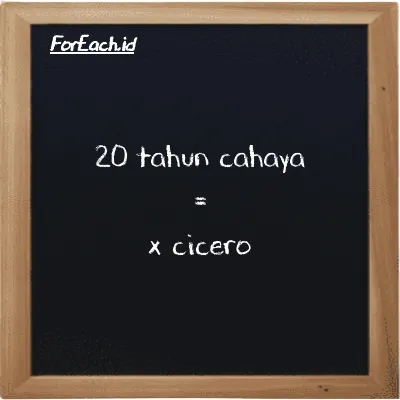 Contoh konversi tahun cahaya ke cicero (ly ke ccr)