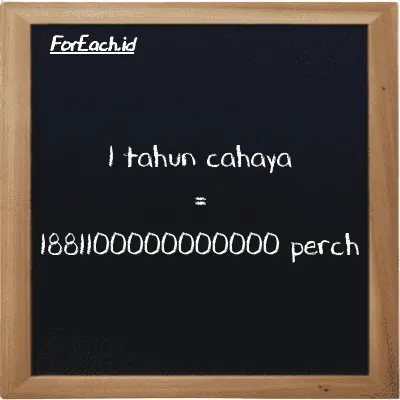 1 tahun cahaya setara dengan 1881100000000000 perch (1 ly setara dengan 1881100000000000 prc)