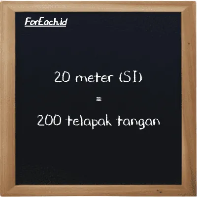 20 meter setara dengan 200 telapak tangan (20 m setara dengan 200 h)
