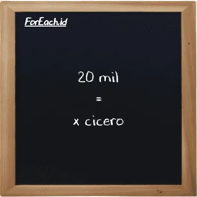 Contoh konversi mil ke cicero (mi ke ccr)