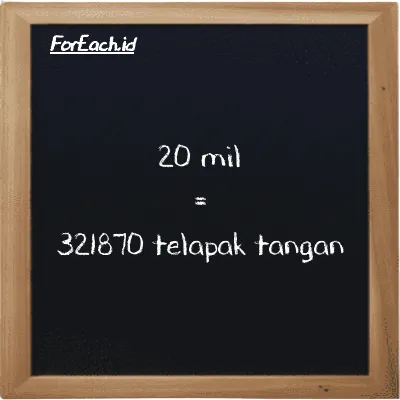 20 mil setara dengan 321870 telapak tangan (20 mi setara dengan 321870 h)