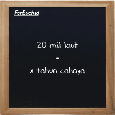 Contoh konversi mil laut ke tahun cahaya (nmi ke ly)
