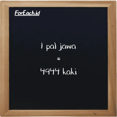1 pal jawa setara dengan 4944 kaki (1 pj setara dengan 4944 ft)