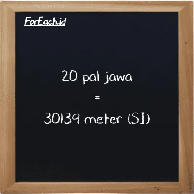 20 pal jawa setara dengan 30139 meter (20 pj setara dengan 30139 m)