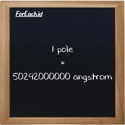 1 pole setara dengan 50292000000 angstrom (1 pl setara dengan 50292000000 Å)