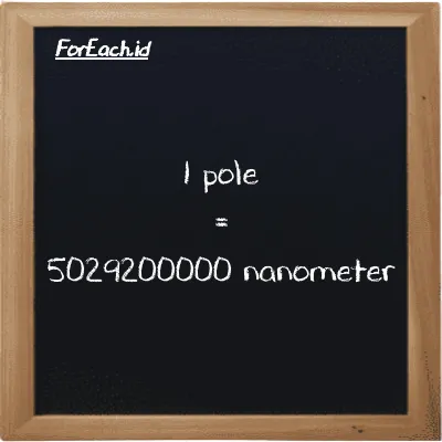 1 pole setara dengan 5029200000 nanometer (1 pl setara dengan 5029200000 nm)