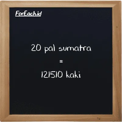 20 pal sumatra setara dengan 121510 kaki (20 ps setara dengan 121510 ft)