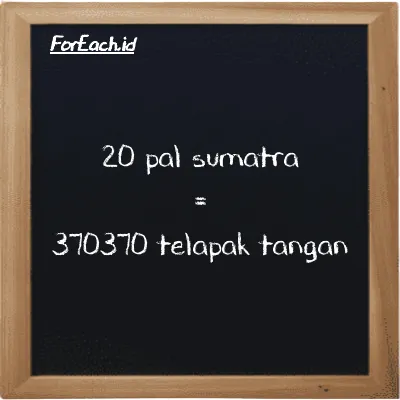 20 pal sumatra setara dengan 370370 telapak tangan (20 ps setara dengan 370370 h)