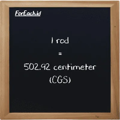 1 rod setara dengan 502.92 centimeter (1 rd setara dengan 502.92 cm)