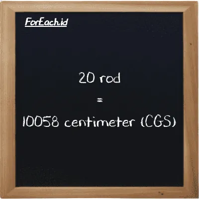 20 rod setara dengan 10058 centimeter (20 rd setara dengan 10058 cm)