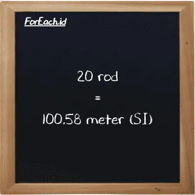 20 rod setara dengan 100.58 meter (20 rd setara dengan 100.58 m)