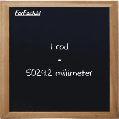 1 rod setara dengan 5029.2 milimeter (1 rd setara dengan 5029.2 mm)