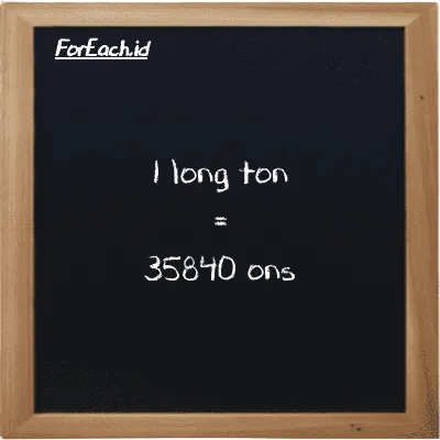 1 long ton setara dengan 35840 ons (1 LT setara dengan 35840 oz)
