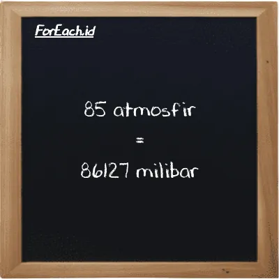 85 atmosfir setara dengan 86127 milibar (85 atm setara dengan 86127 mbar)