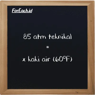 Contoh konversi atm teknikal ke kaki air (60<sup>o</sup>F) (at ke ftH2O)
