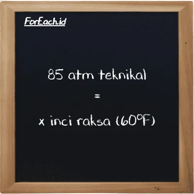 Contoh konversi atm teknikal ke inci raksa (60<sup>o</sup>F) (at ke inHg)