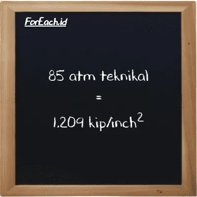 85 atm teknikal setara dengan 1.209 kip/inch<sup>2</sup> (85 at setara dengan 1.209 ksi)