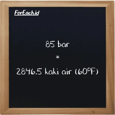 85 bar setara dengan 2846.5 kaki air (60<sup>o</sup>F) (85 bar setara dengan 2846.5 ftH2O)
