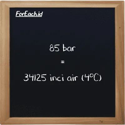 85 bar setara dengan 34125 inci air (4<sup>o</sup>C) (85 bar setara dengan 34125 inH2O)