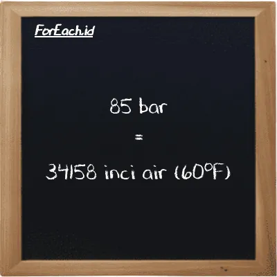 85 bar setara dengan 34158 inci air (60<sup>o</sup>F) (85 bar setara dengan 34158 inH20)