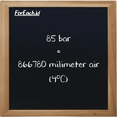 85 bar setara dengan 866780 milimeter air (4<sup>o</sup>C) (85 bar setara dengan 866780 mmH2O)