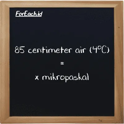 1 centimeter air (4<sup>o</sup>C) setara dengan 98064000 mikropaskal (1 cmH2O setara dengan 98064000 µPa)