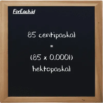 85 centipaskal setara dengan 0.0085 hektopaskal (85 cPa setara dengan 0.0085 hPa)