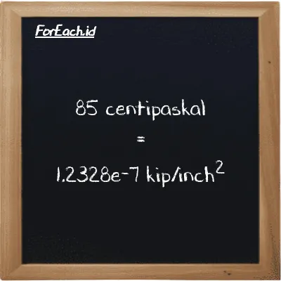 85 centipaskal setara dengan 1.2328e-7 kip/inch<sup>2</sup> (85 cPa setara dengan 1.2328e-7 ksi)