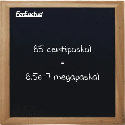 85 centipaskal setara dengan 8.5e-7 megapaskal (85 cPa setara dengan 8.5e-7 MPa)