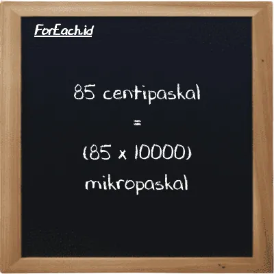 85 centipaskal setara dengan 850000 mikropaskal (85 cPa setara dengan 850000 µPa)