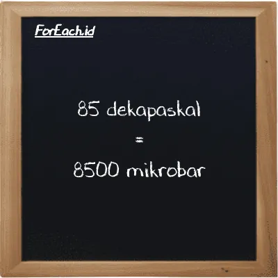 85 dekapaskal setara dengan 8500 mikrobar (85 daPa setara dengan 8500 µbar)