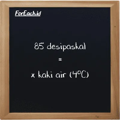 Contoh konversi desipaskal ke kaki air (4<sup>o</sup>C) (dPa ke ftH2O)