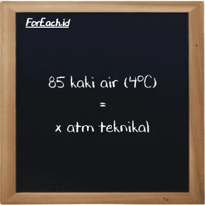 Contoh konversi kaki air (4<sup>o</sup>C) ke atm teknikal (ftH2O ke at)