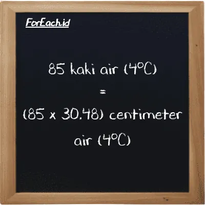85 kaki air (4<sup>o</sup>C) setara dengan 2590.8 centimeter air (4<sup>o</sup>C) (85 ftH2O setara dengan 2590.8 cmH2O)