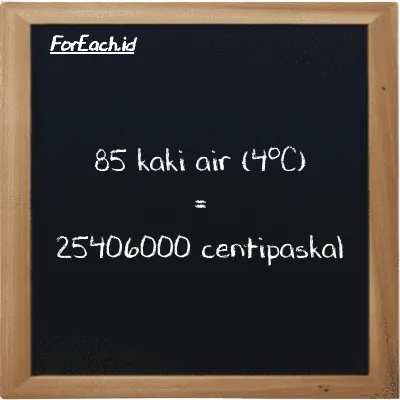 85 kaki air (4<sup>o</sup>C) setara dengan 25406000 centipaskal (85 ftH2O setara dengan 25406000 cPa)