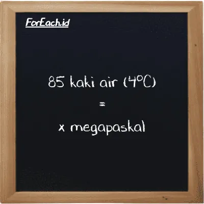 Contoh konversi kaki air (4<sup>o</sup>C) ke megapaskal (ftH2O ke MPa)