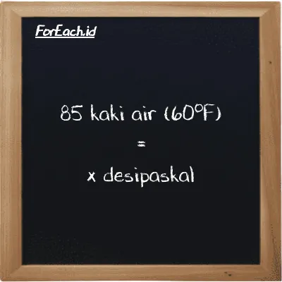 Contoh konversi kaki air (60<sup>o</sup>F) ke desipaskal (ftH2O ke dPa)