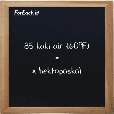 Contoh konversi kaki air (60<sup>o</sup>F) ke hektopaskal (ftH2O ke hPa)