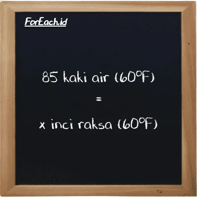 Contoh konversi kaki air (60<sup>o</sup>F) ke inci raksa (60<sup>o</sup>F) (ftH2O ke inHg)