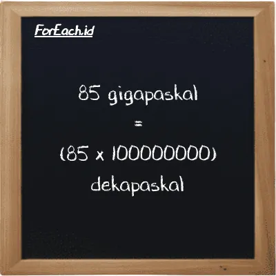 Cara konversi gigapaskal ke dekapaskal (GPa ke daPa): 85 gigapaskal (GPa) setara dengan 85 dikalikan dengan 100000000 dekapaskal (daPa)