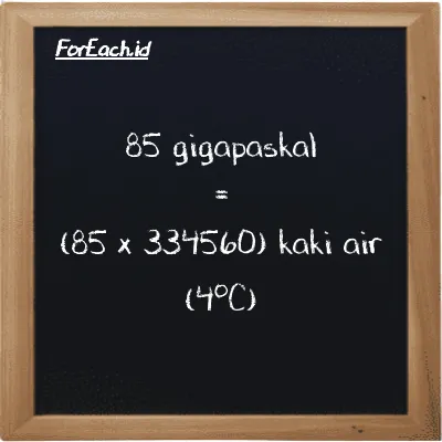 85 gigapaskal setara dengan 28438000 kaki air (4<sup>o</sup>C) (85 GPa setara dengan 28438000 ftH2O)