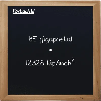 85 gigapaskal setara dengan 12328 kip/inch<sup>2</sup> (85 GPa setara dengan 12328 ksi)