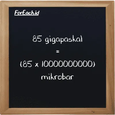 Cara konversi gigapaskal ke mikrobar (GPa ke µbar): 85 gigapaskal (GPa) setara dengan 85 dikalikan dengan 10000000000 mikrobar (µbar)