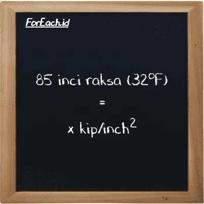 Contoh konversi inci raksa (32<sup>o</sup>F) ke kip/inch<sup>2</sup> (inHg ke ksi)