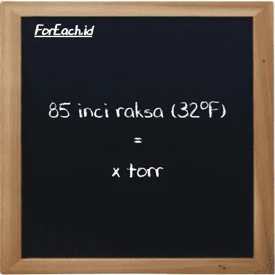 Contoh konversi inci raksa (32<sup>o</sup>F) ke torr (inHg ke torr)